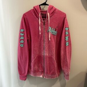Abbey Dawn Distressed Pink Hoodie with Teal Details